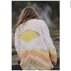 HTF Free People Movement Walk The Line Sun L Pullover Sweatshirt Oversized IVORY